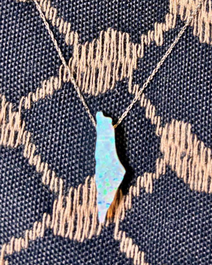 Free Palestine Necklace - White